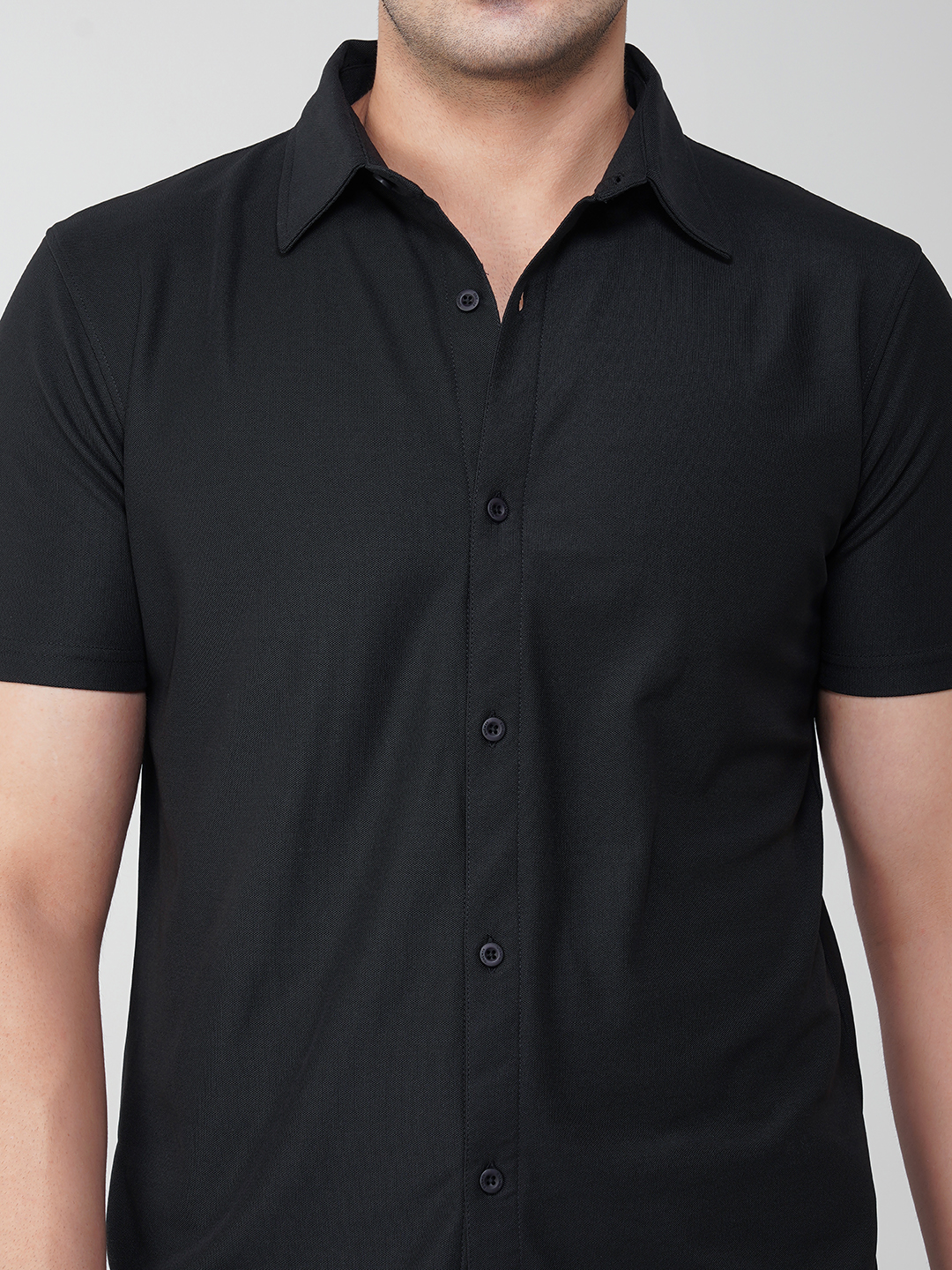 Oneway Men Solid Black Shirt