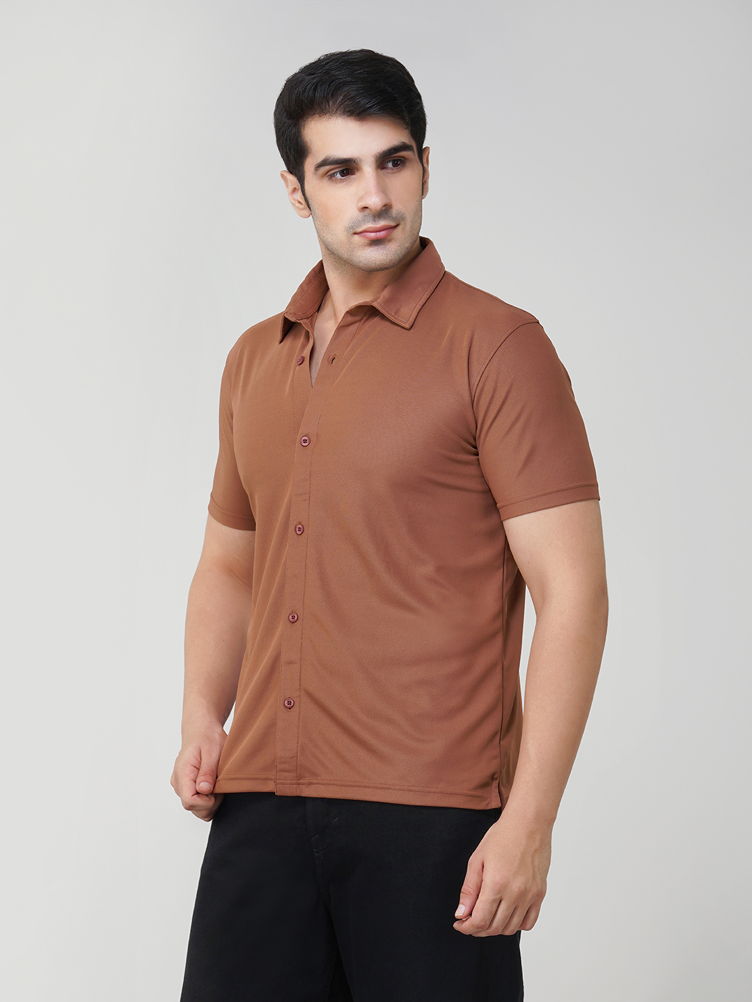 Oneway Men Solid Brown Shirt