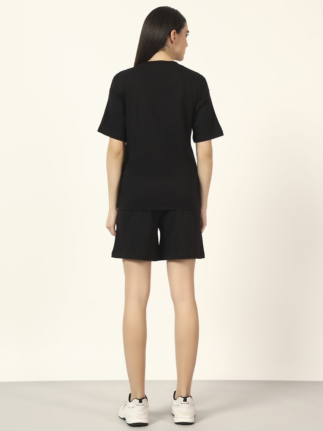 Oneway Women Solid Black 1 Tshirt, 1 Shorts :: Co-Ords Set