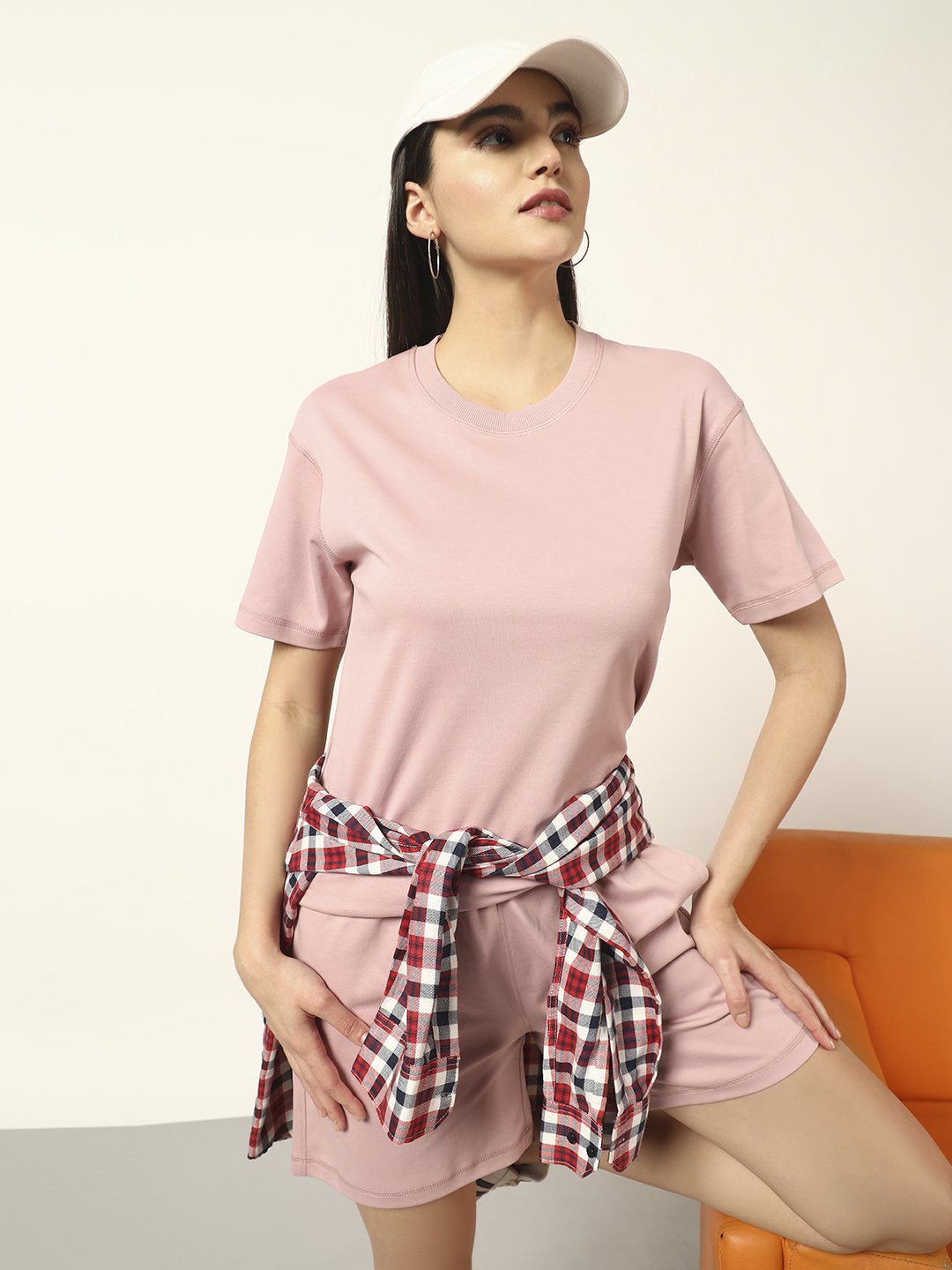 Oneway Women Solid Purple 1 Tshirt, 1 Shorts :: Co-Ords Set