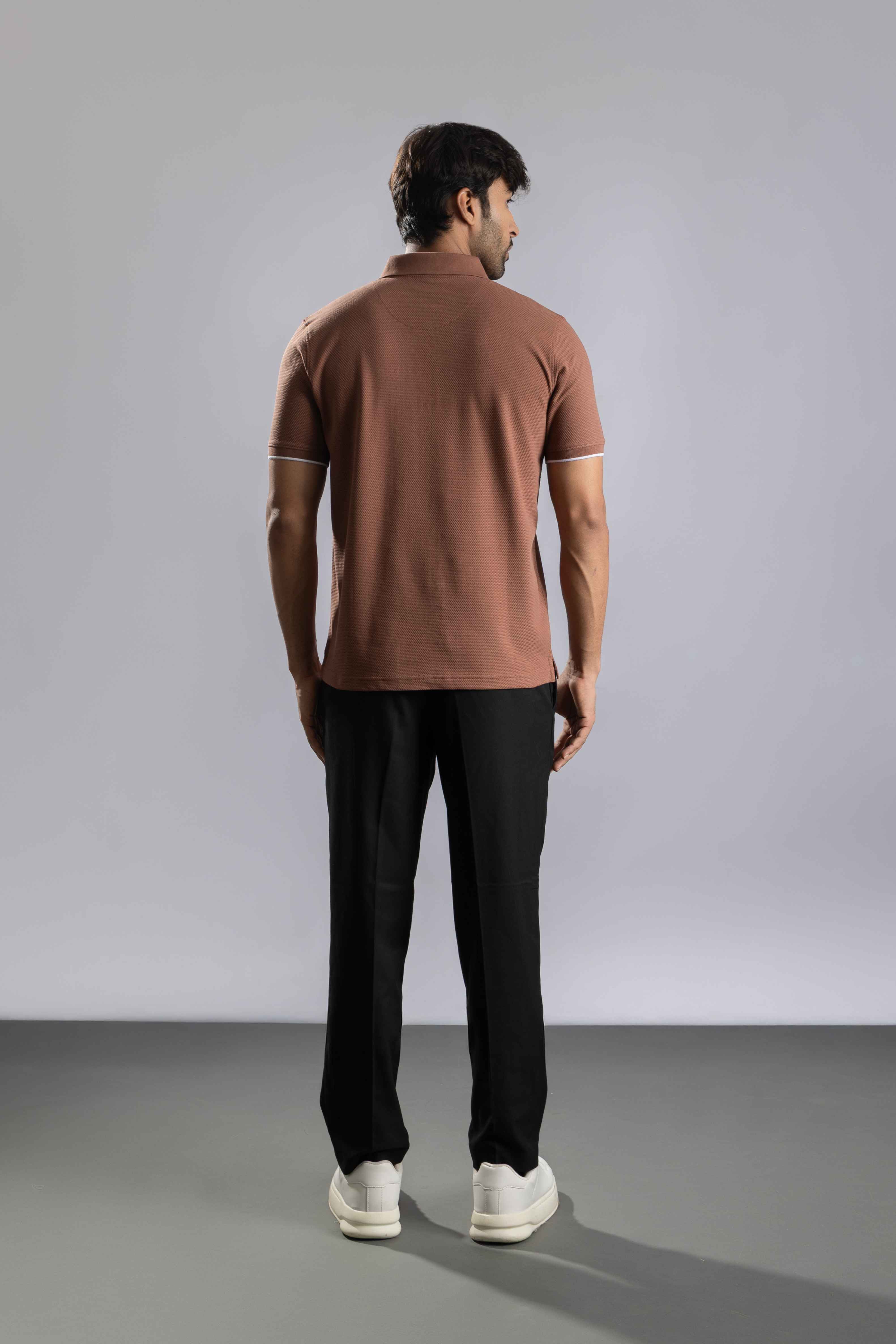 Oneway Men Solid Regular Fit Brown Tshirt