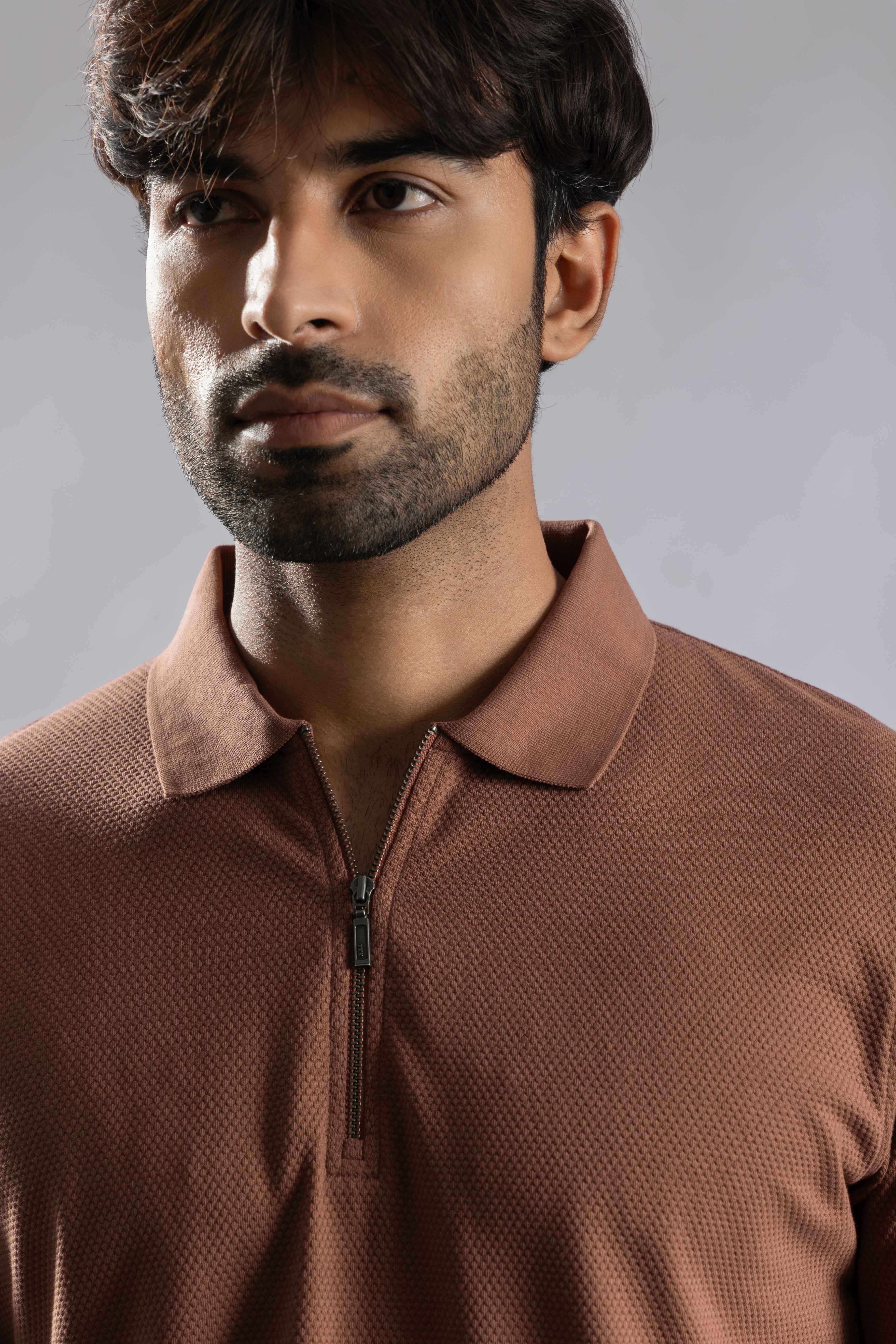 Oneway Men Solid Regular Fit Brown Tshirt