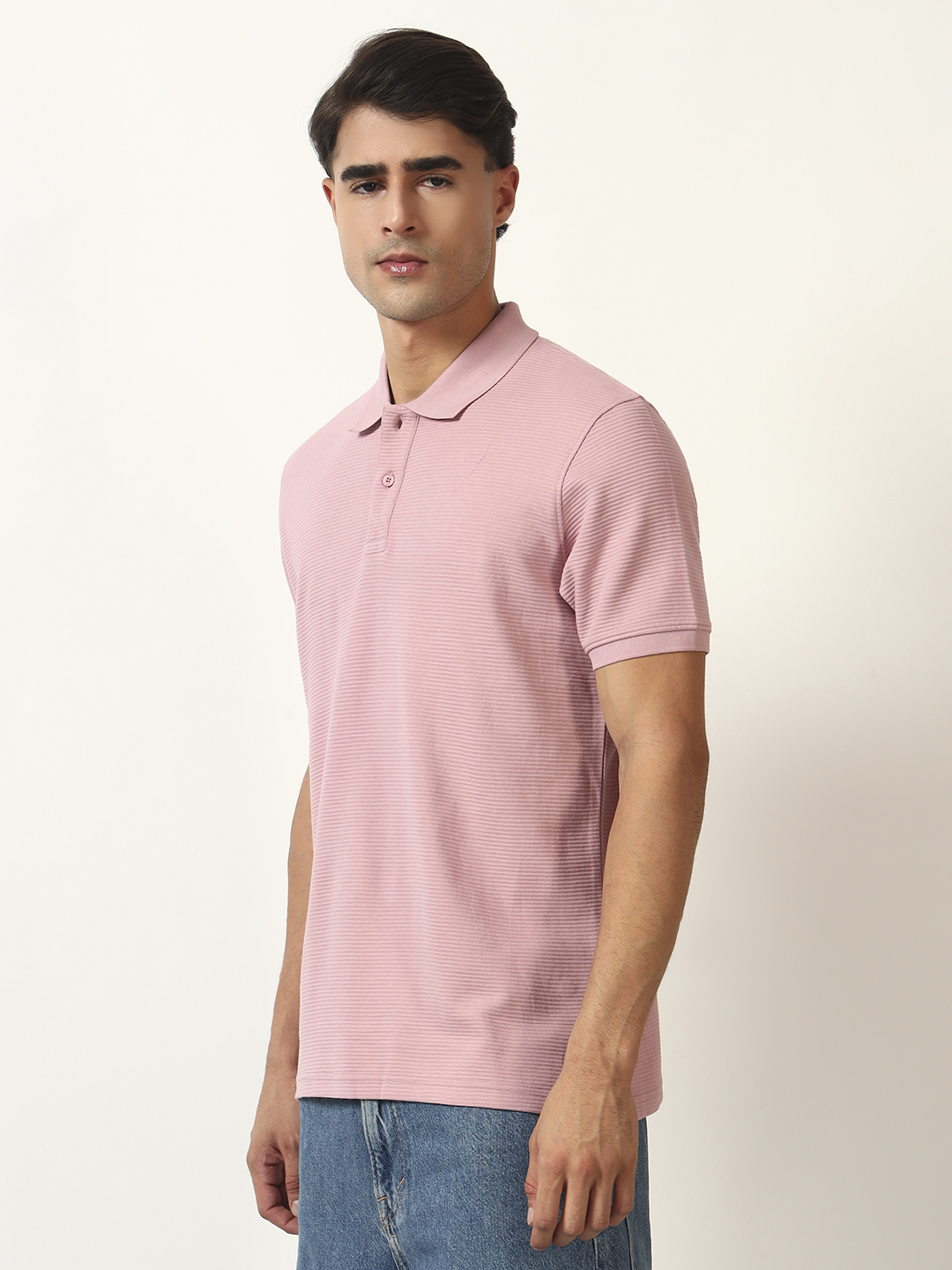 Oneway Men Solid Regular Fit Purple Tshirt