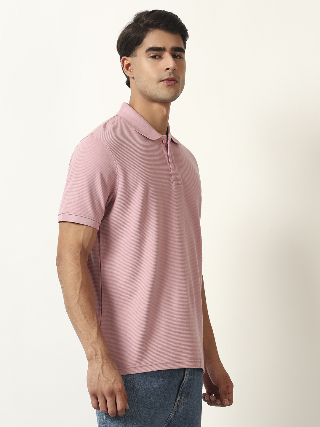 Oneway Men Solid Regular Fit Purple Tshirt