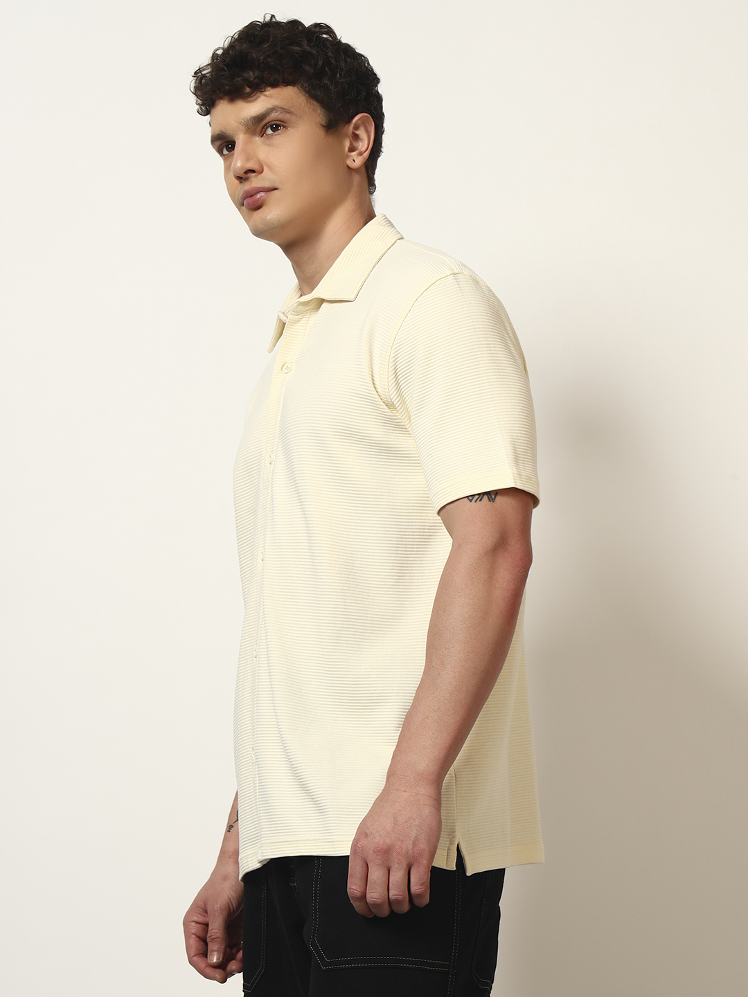 Oneway Men's Solid Loose Fit Shirt