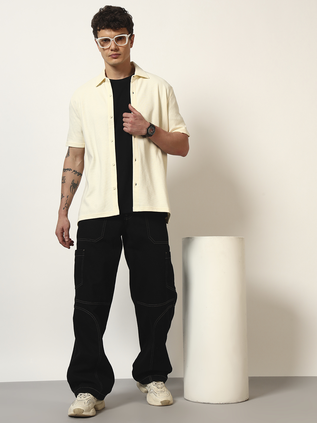 Oneway Men's Solid Loose Fit Shirt