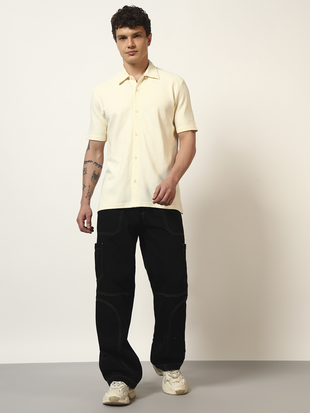 Oneway Men's Solid Loose Fit Shirt