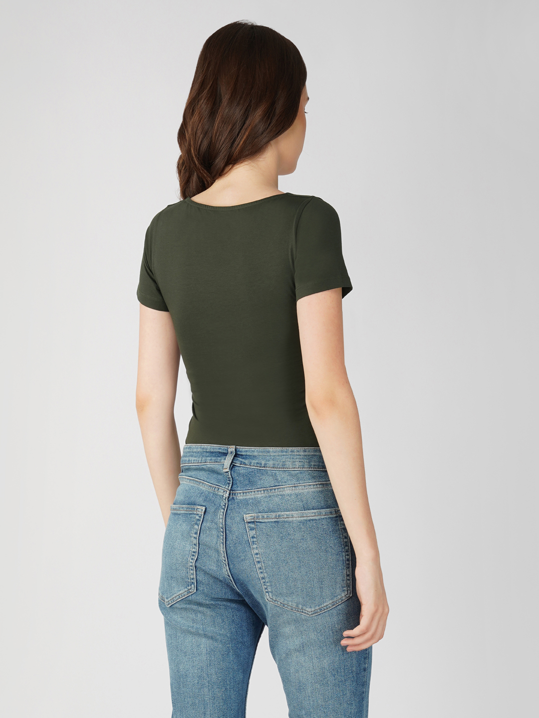 Oneway Women Solid Slim Fit Dark. Olive Bodysuit