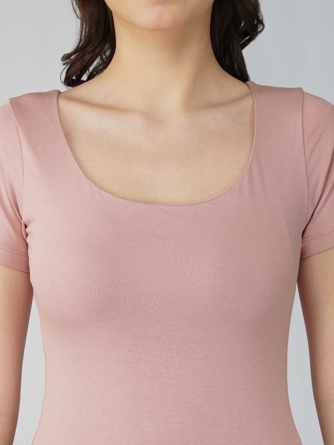 Oneway Women Solid Slim Fit Light Lavender Bodysuit