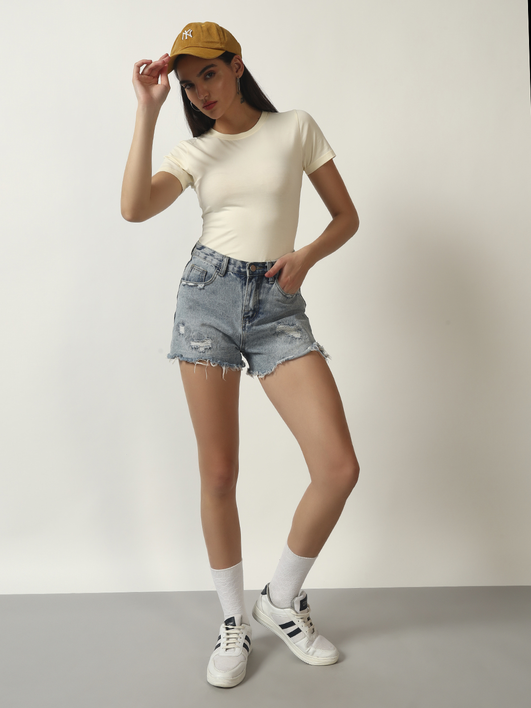 Oneway Women Solid Yellow T-Shirt