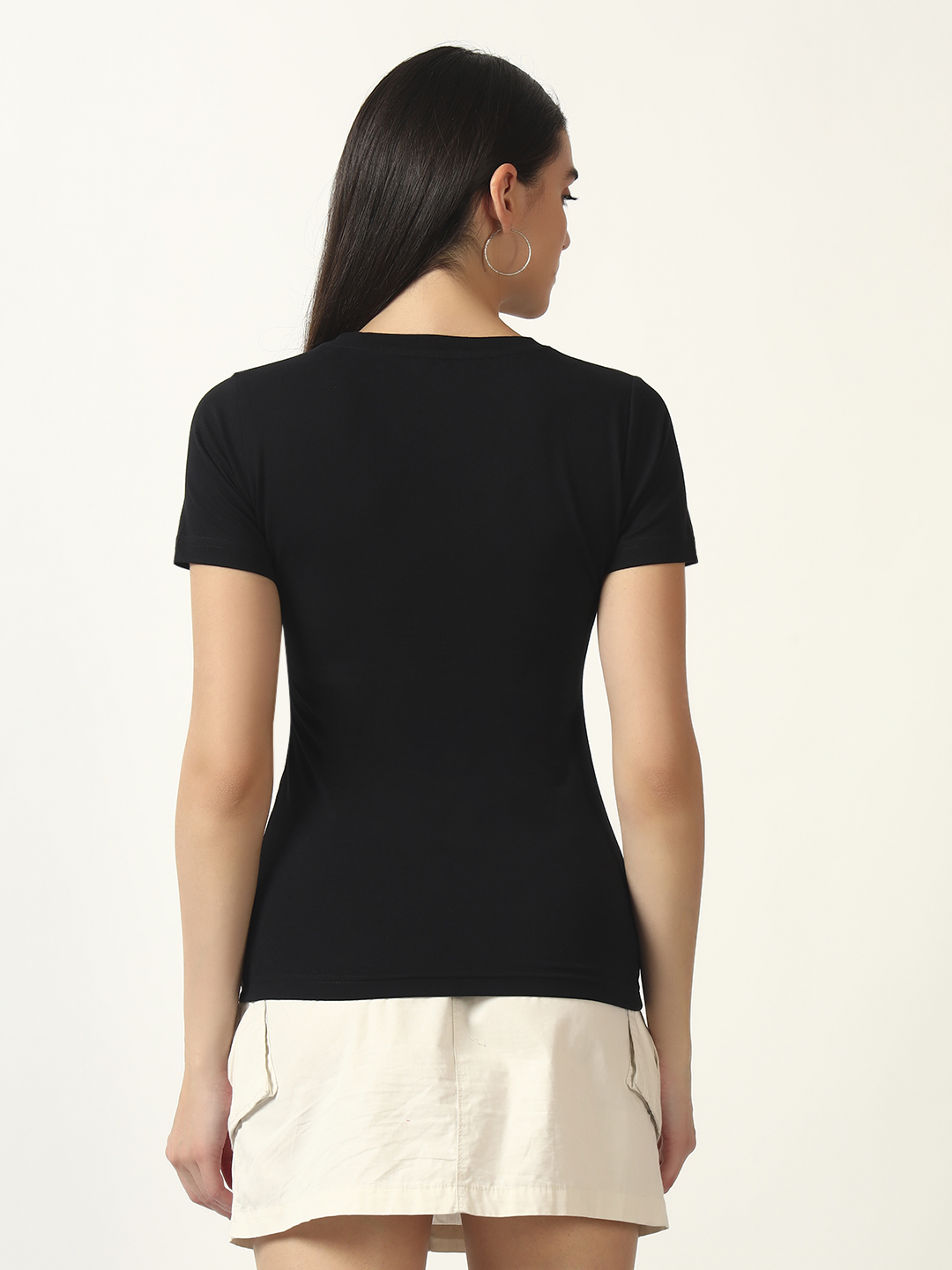 Oneway Women Solid Slim-Fit T-shirt