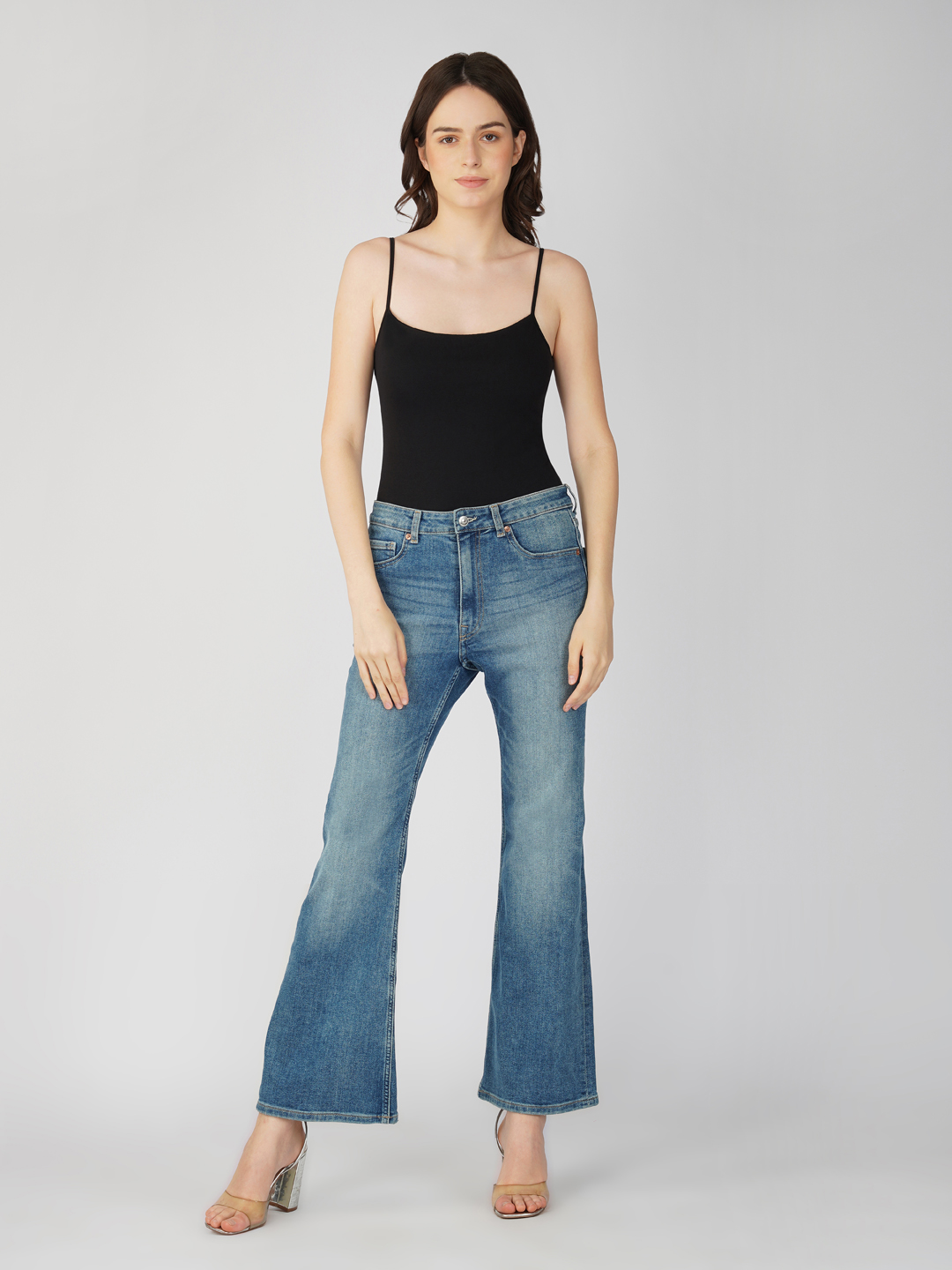 Oneway Women Black Spaghetti Strap Bodysuit 