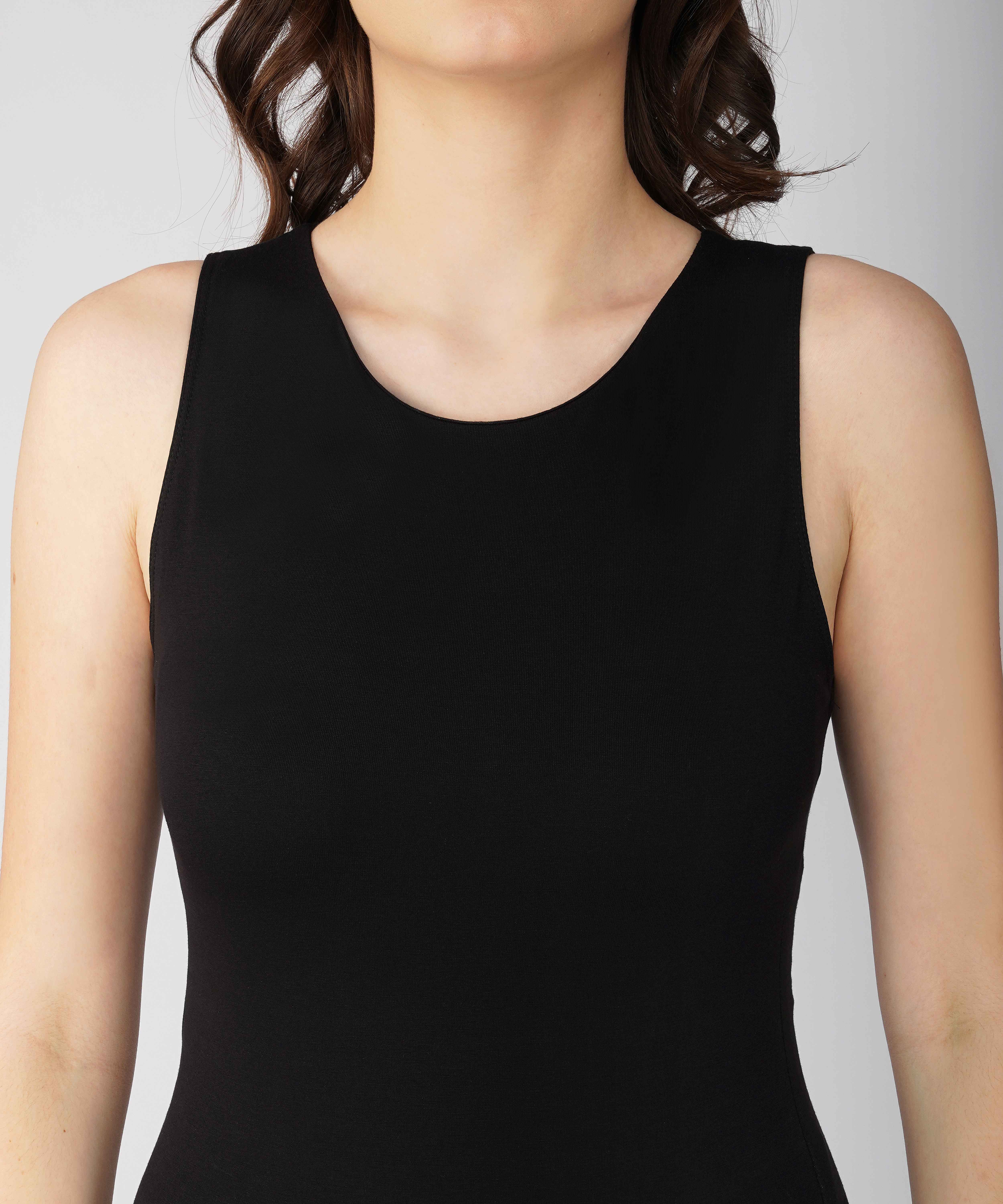 Oneway Women Solid Slim Fit Black Bodysuit