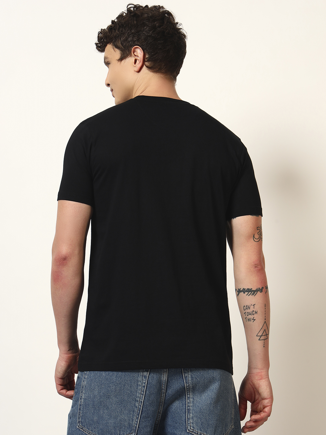 Oneway Men Printed Regular Fit Black Tshirt