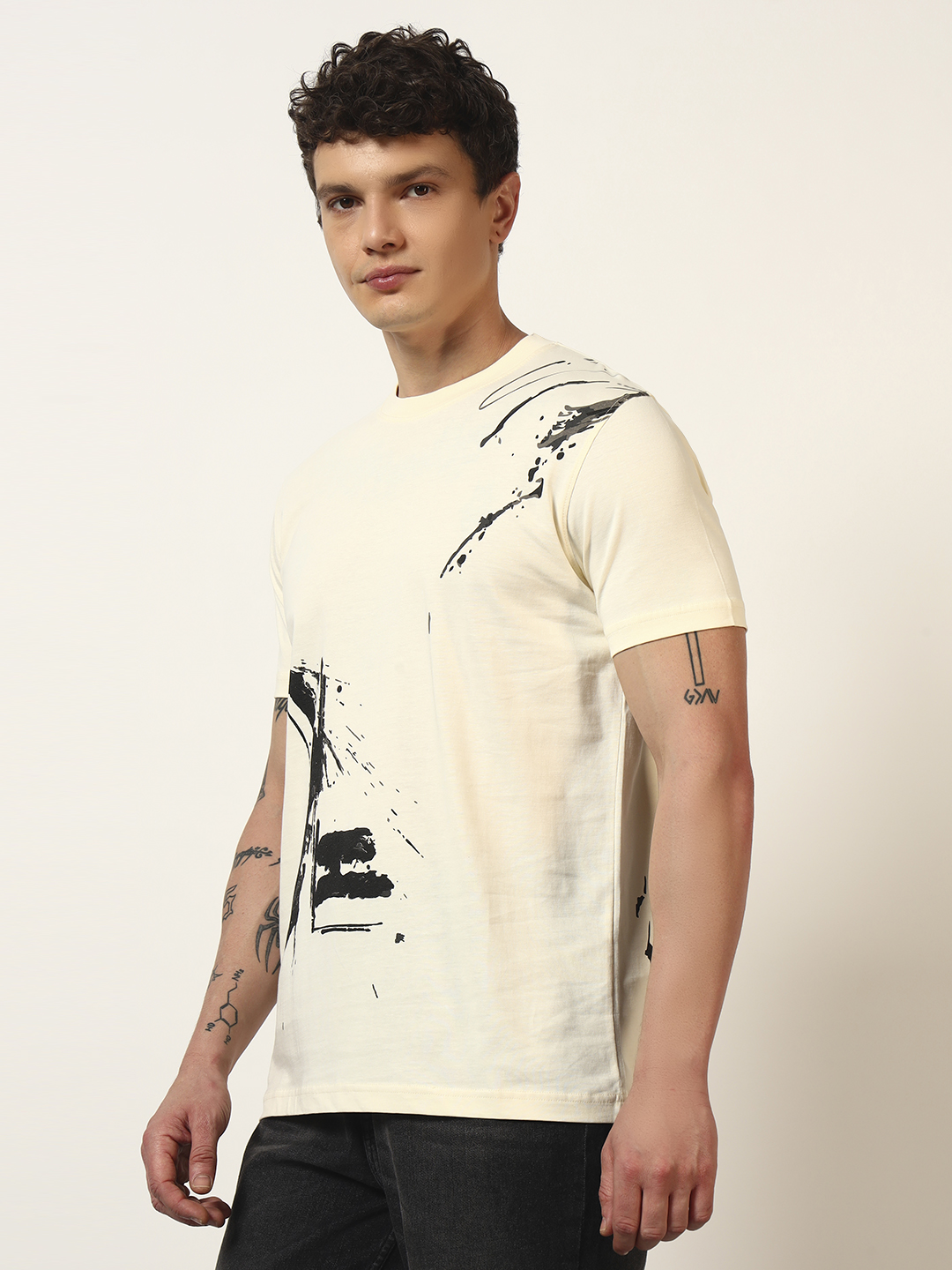 Oneway Men Printed Yellow T-Shirt