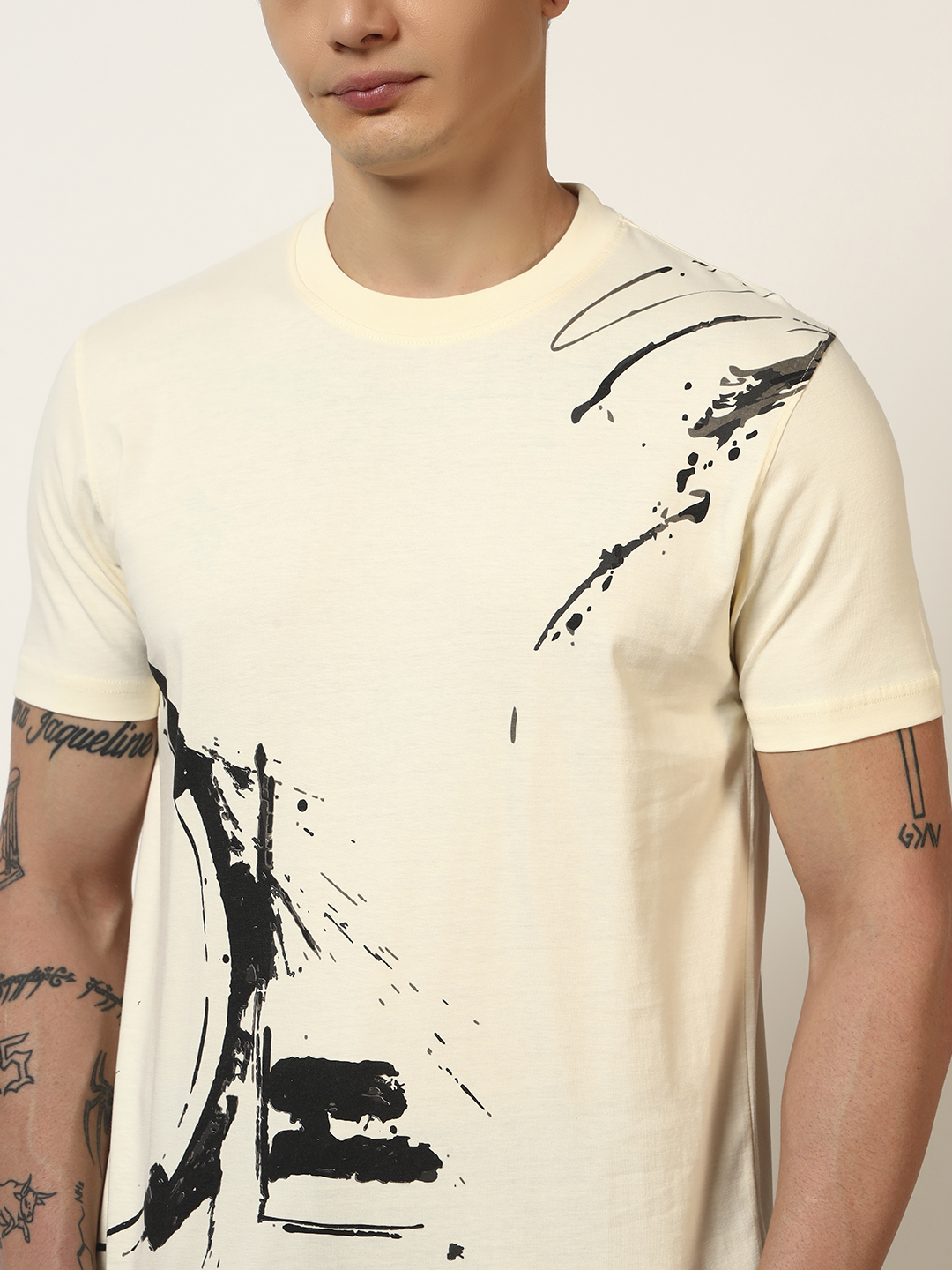 Oneway Men Printed Yellow T-Shirt