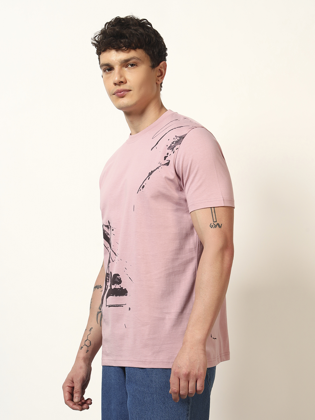Oneway Men Printed Purple T-Shirt