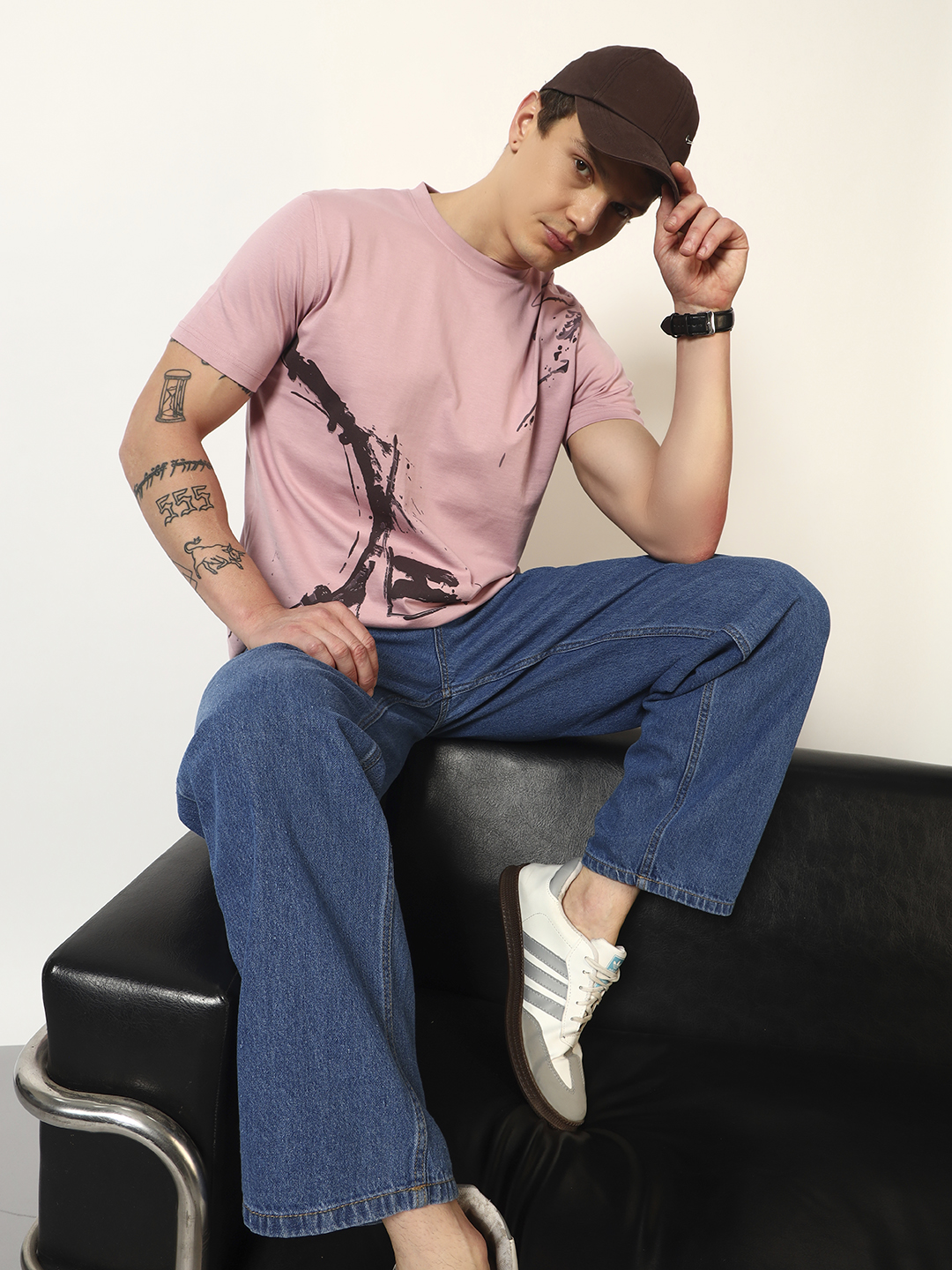 Oneway Men Printed Purple T-Shirt