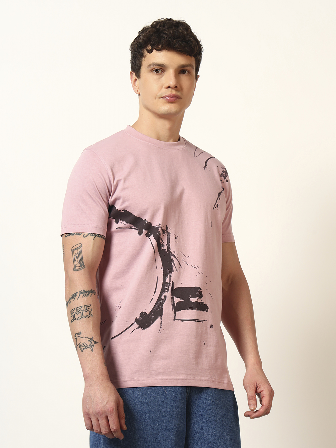 Oneway Men Printed Purple T-Shirt