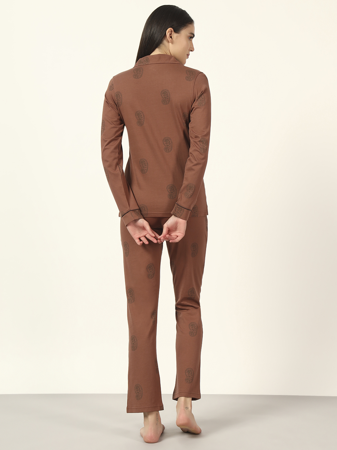 Oneway Women Brown 1 Shirt, 1 Pyjama :: Nightsuit Set