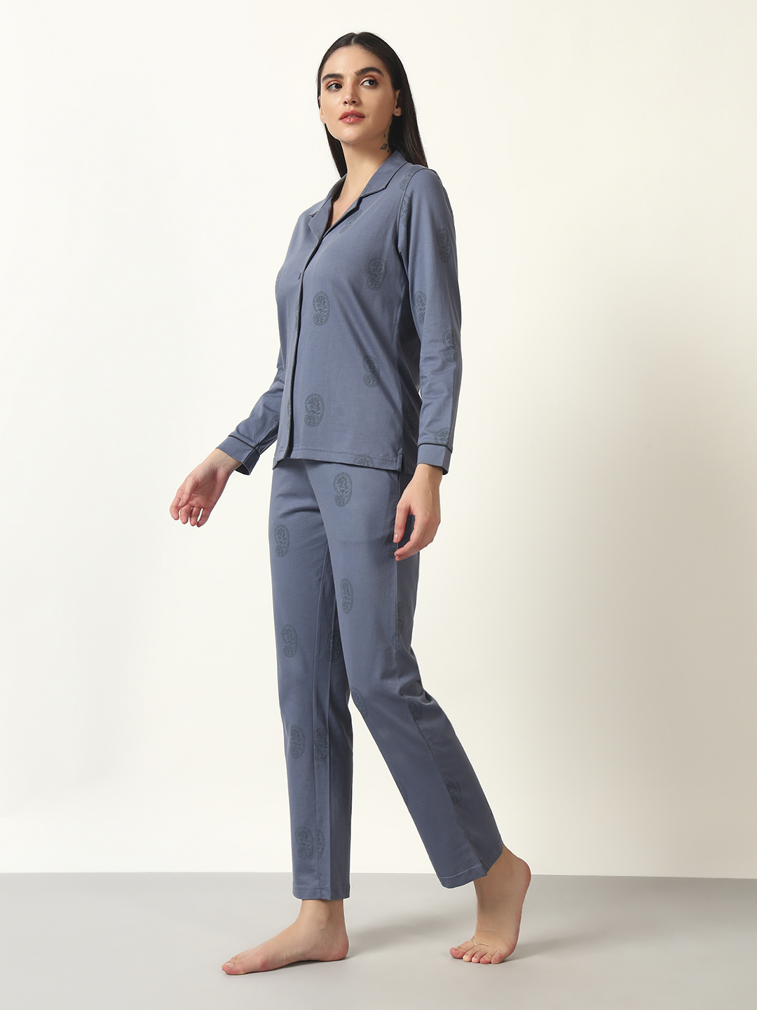 Oneway Women Grey 1 Shirt, 1 Pyjama :: Nightsuit Set