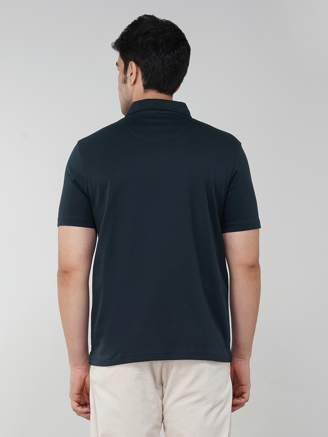 Oneway Men Embroidered Navy Blue Shirt