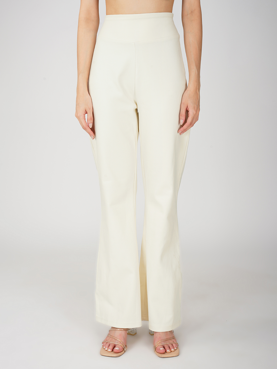 Oneway Women Solid Off-White Trousers