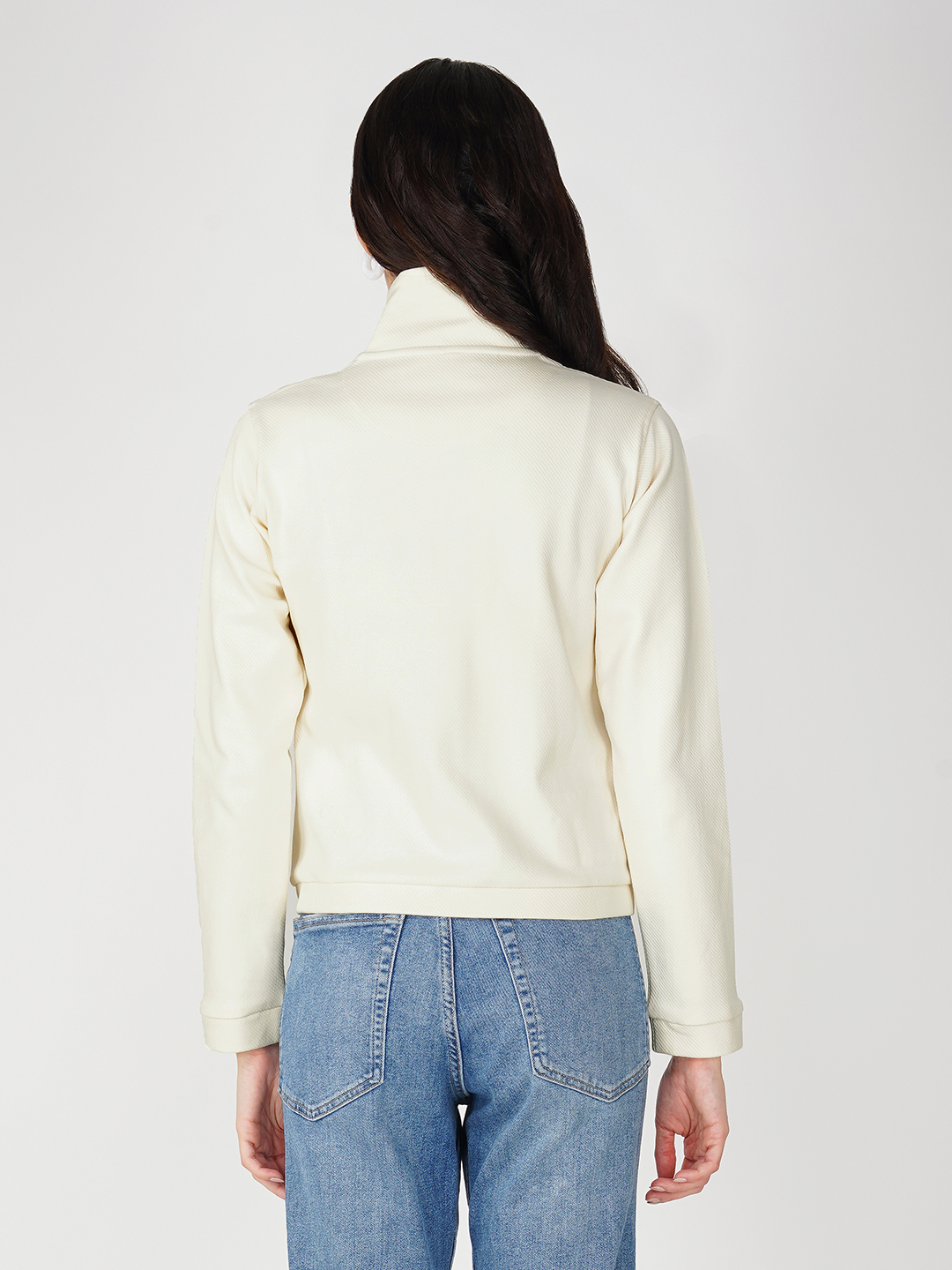 Oneway Women Solid Off-White Jacket