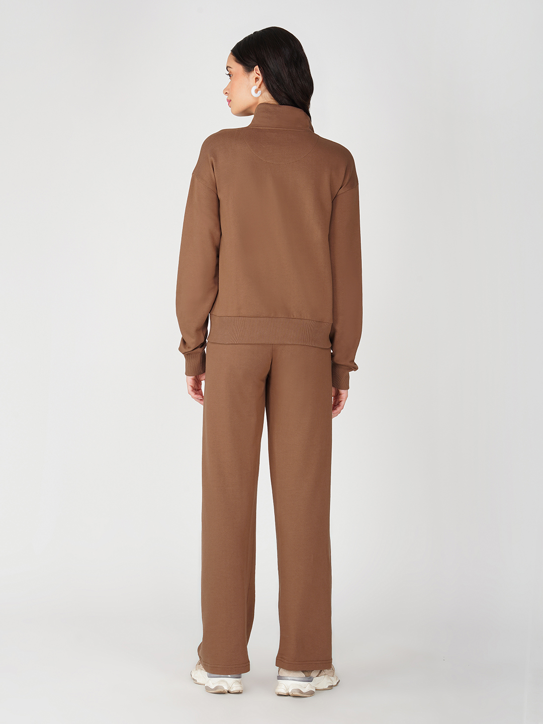 Oneway Women Solid Brown 1 Sweatshirt,1 Trackpants:: Co-Ord Set