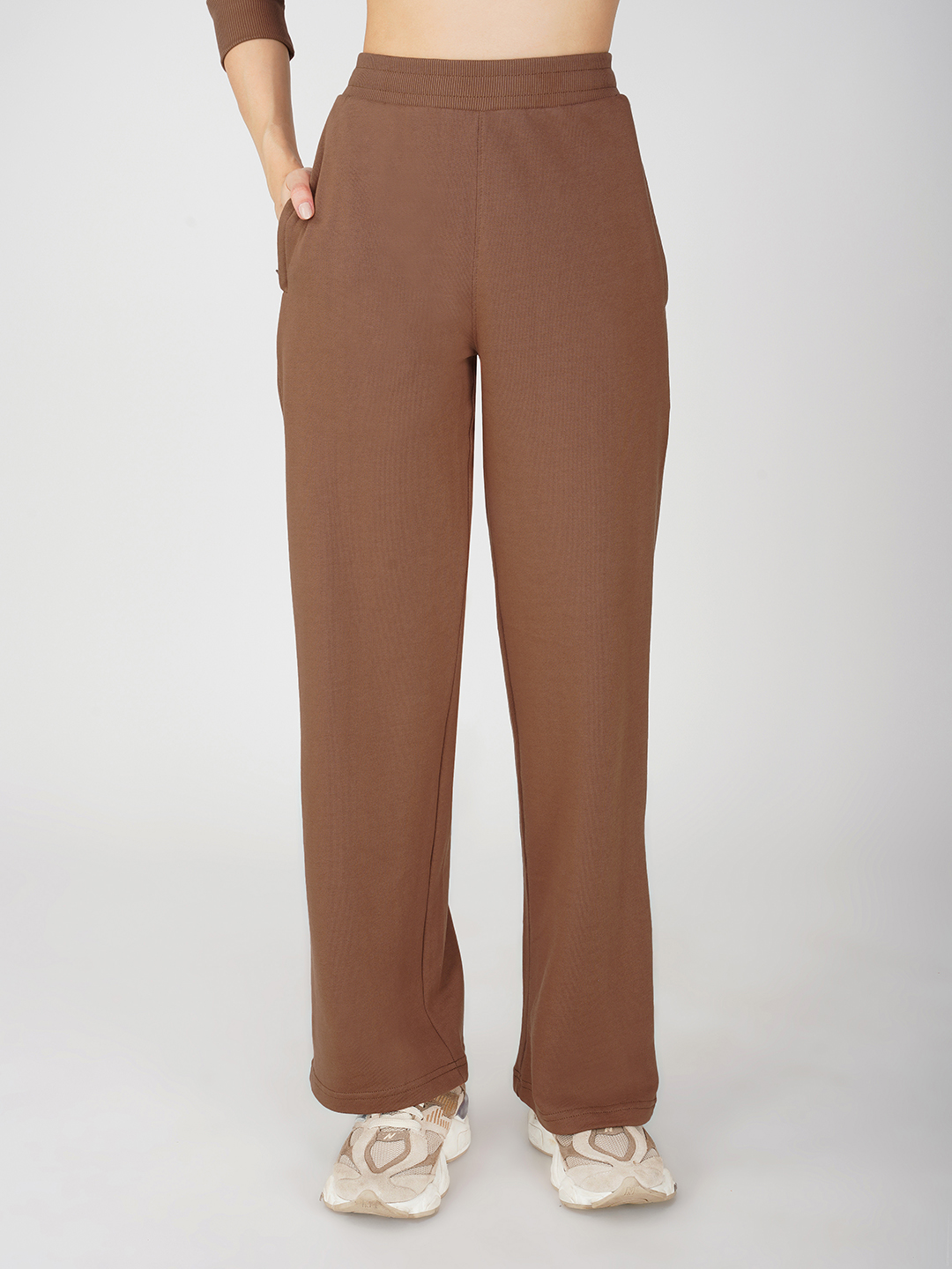 Oneway Women Solid Brown 1 Sweatshirt,1 Trackpants:: Co-Ord Set