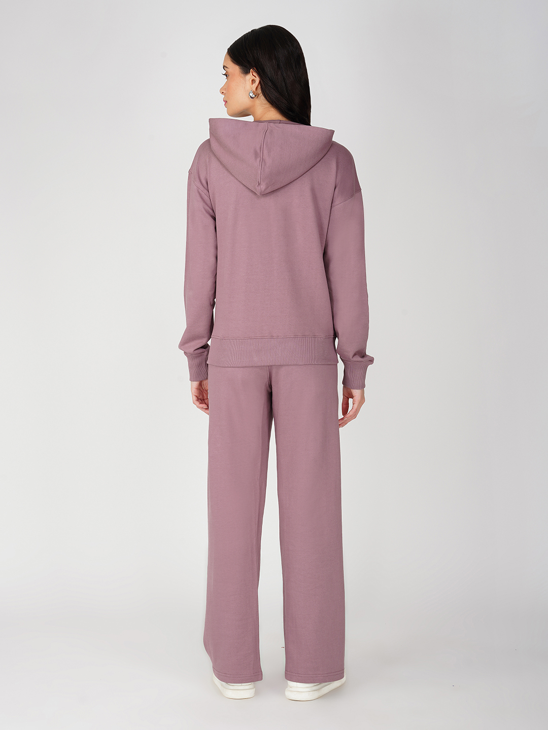 Oneway Women Solid Purple 1 Hooded Sweatshirt,1 Trackpants::Tracksuit
