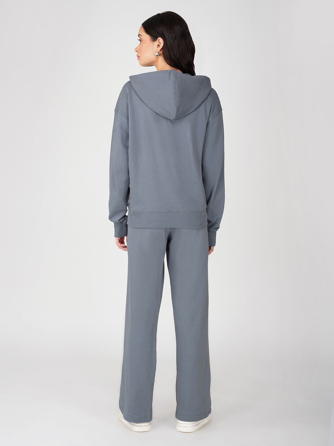Oneway Women Solid Grey 1 Hooded Sweatshirt,1 Trackpants::Tracksuit