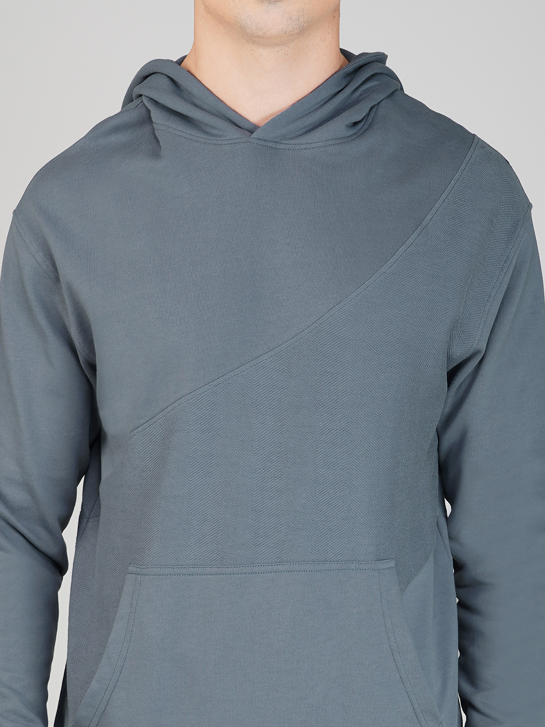 Oneway Men Solid Grey Hooded Sweatshirt