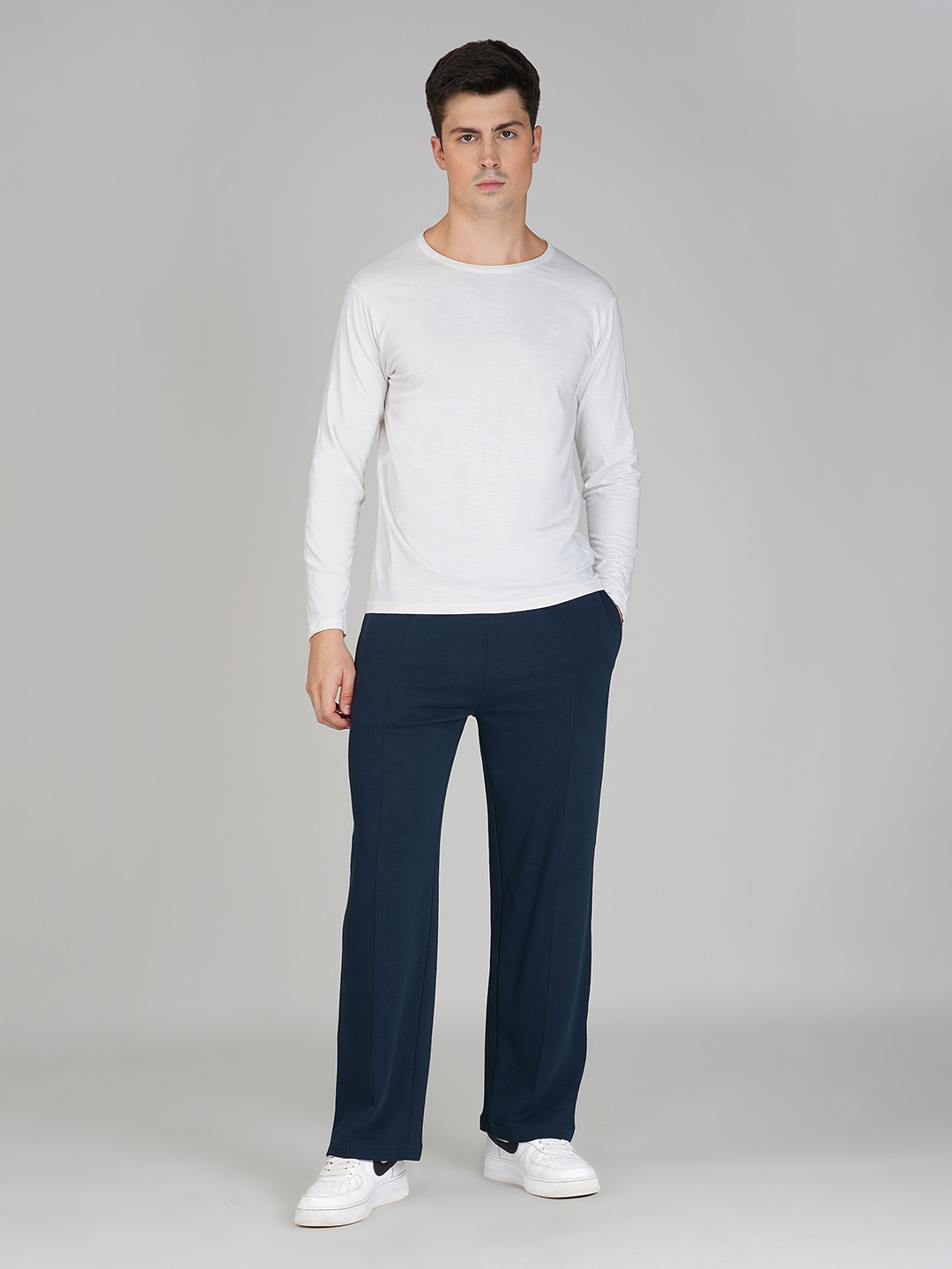 Oneway Men Solid Navy Blue Trackpants