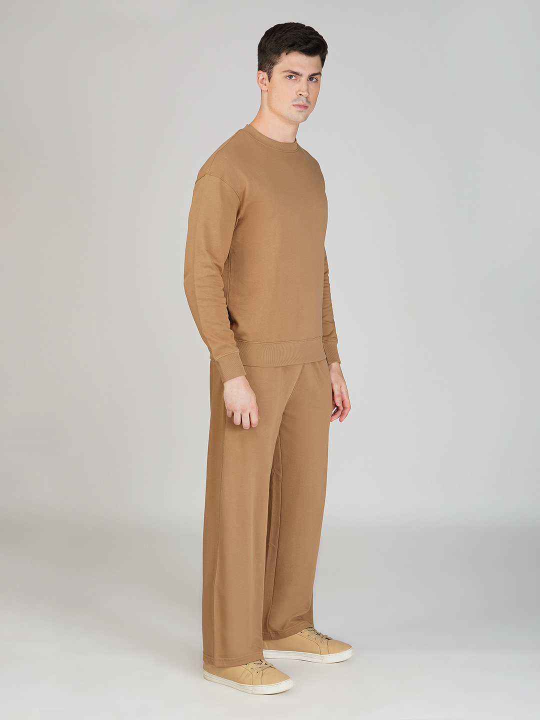 Oneway Men Solid Brown 1 Sweatshirt,1 Trackpants::Co-Ord Set