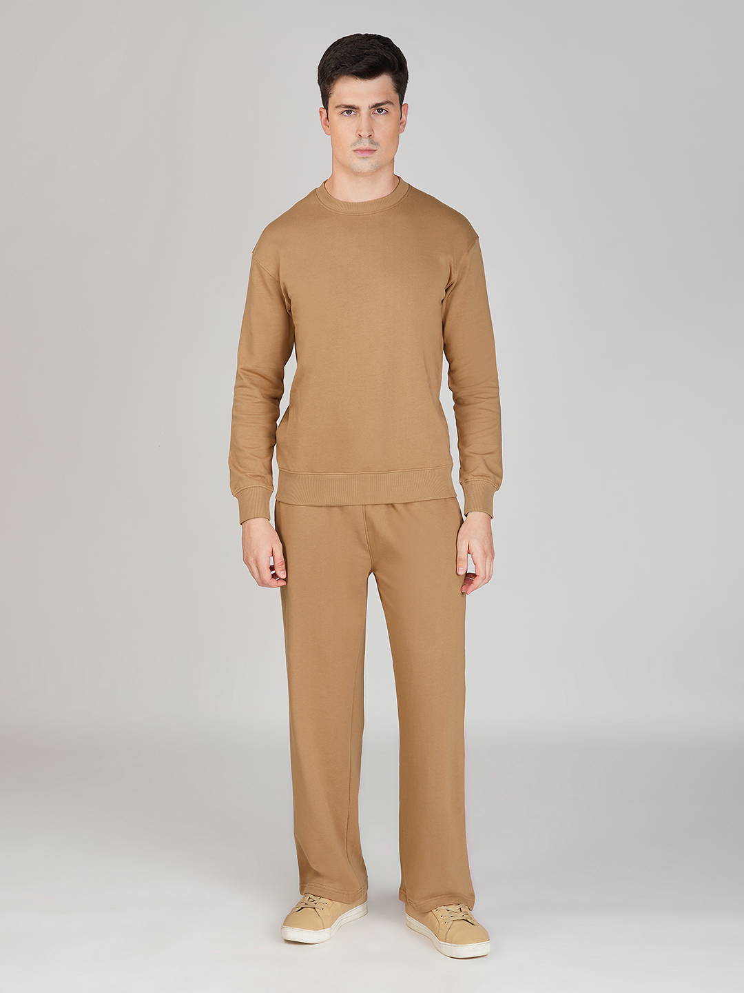 Oneway Men Solid Brown 1 Sweatshirt,1 Trackpants::Co-Ord Set