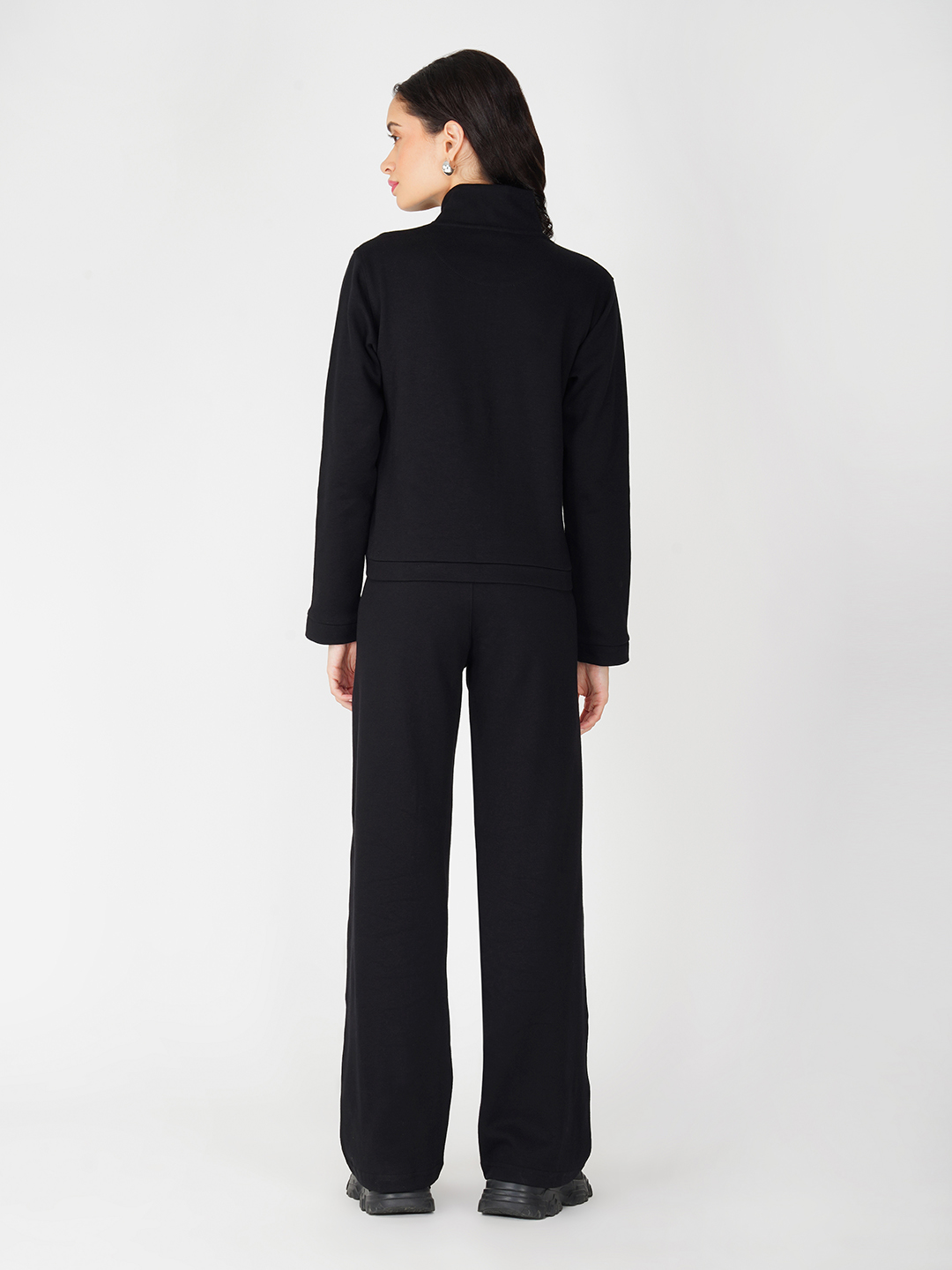 Oneway Women Solid Black 1 Jacket, 1 Trackpants::Tracksuit