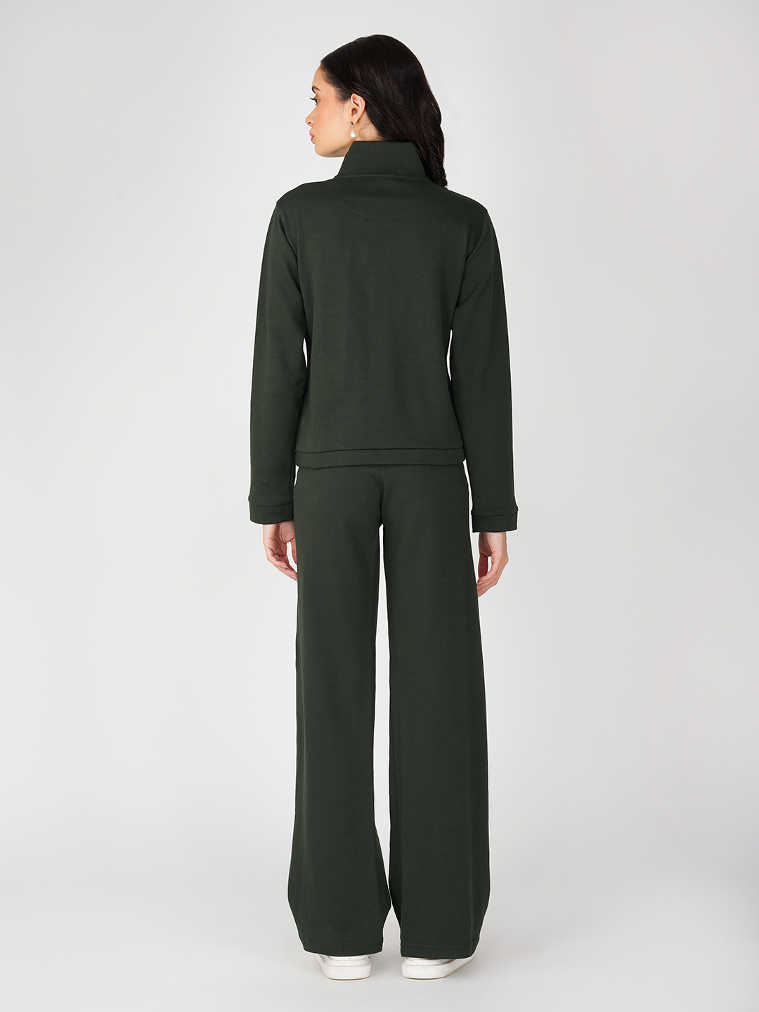 Oneway Women Solid Olive Green 1 Jacket, 1 Trackpants::Tracksuit