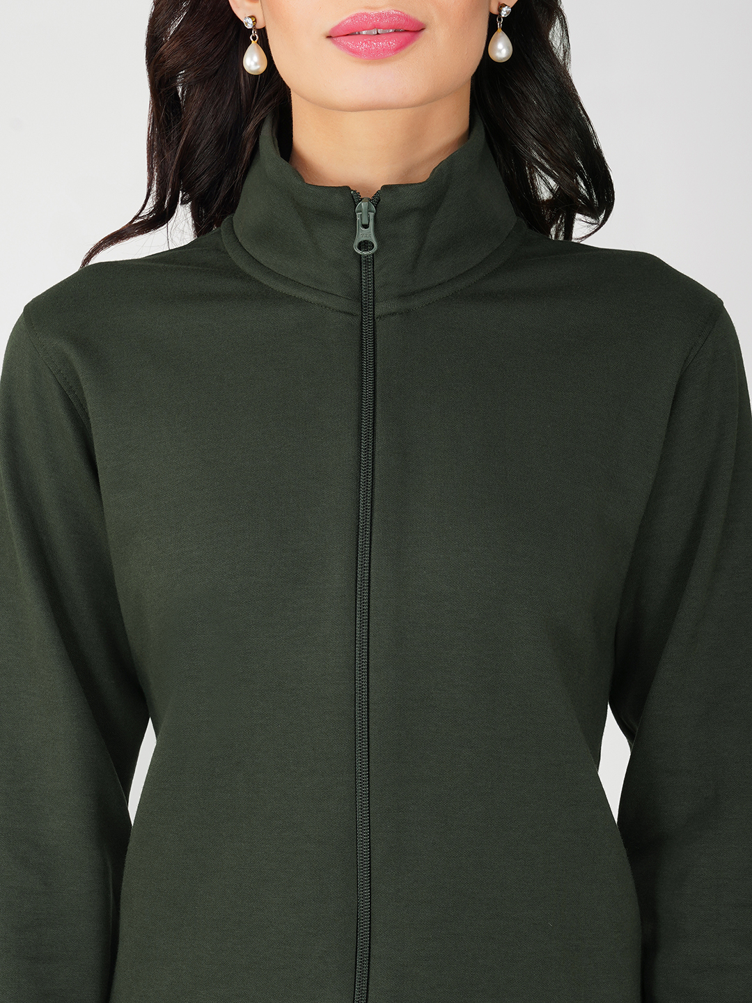 Oneway Women Solid Olive Green 1 Jacket, 1 Trackpants::Tracksuit