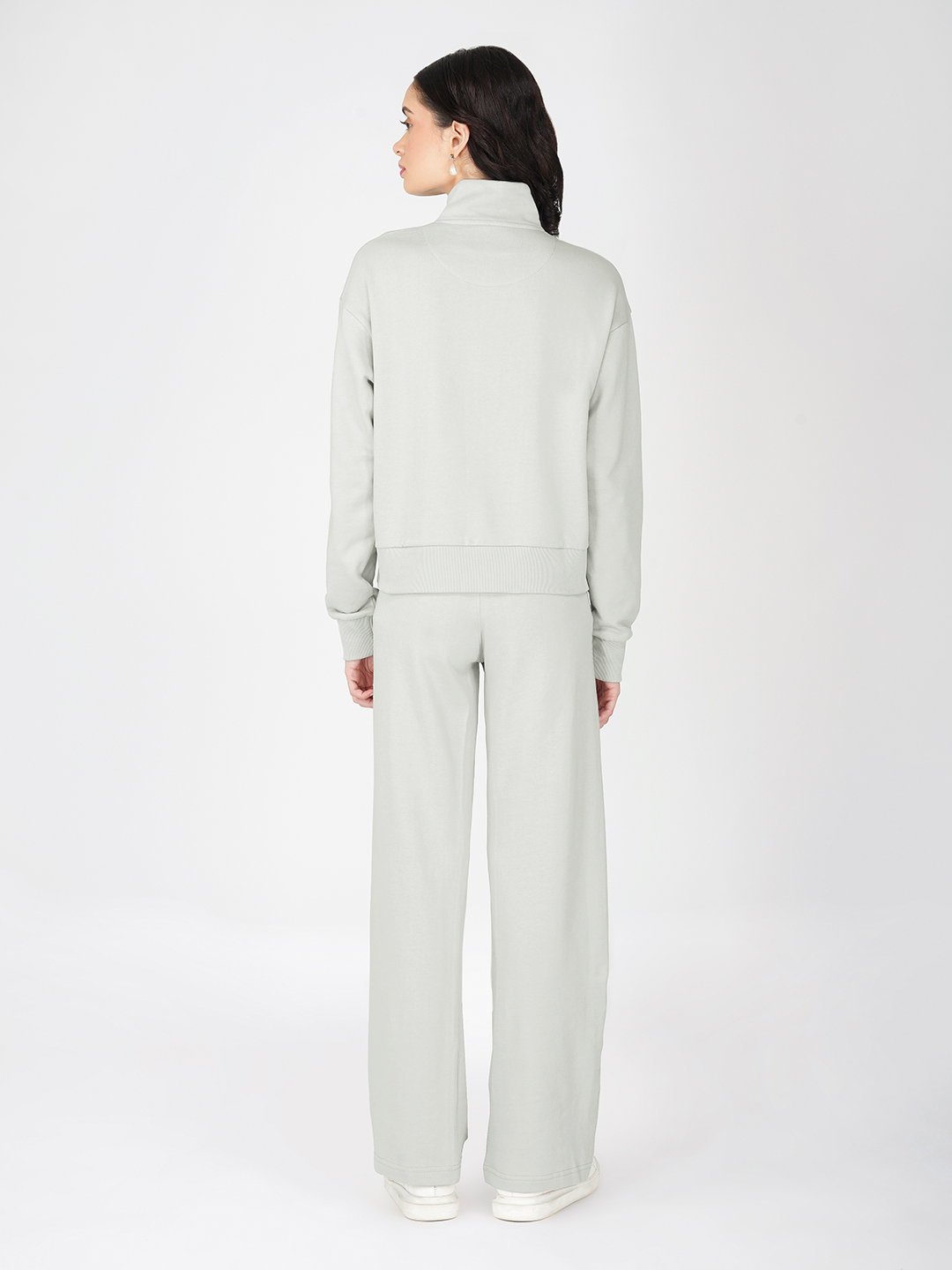 Oneway Women Solid Light Grey 1 Sweatshirt,1 Trackpants:: Co-Ord Set
