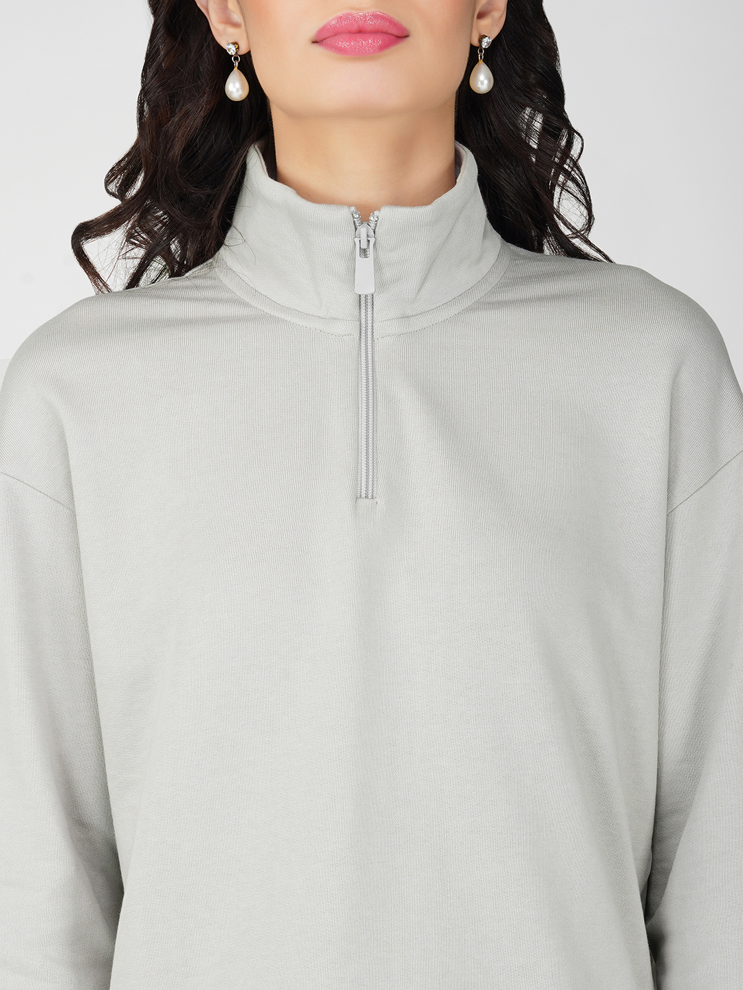 Oneway Women Solid Light Grey 1 Sweatshirt,1 Trackpants:: Co-Ord Set