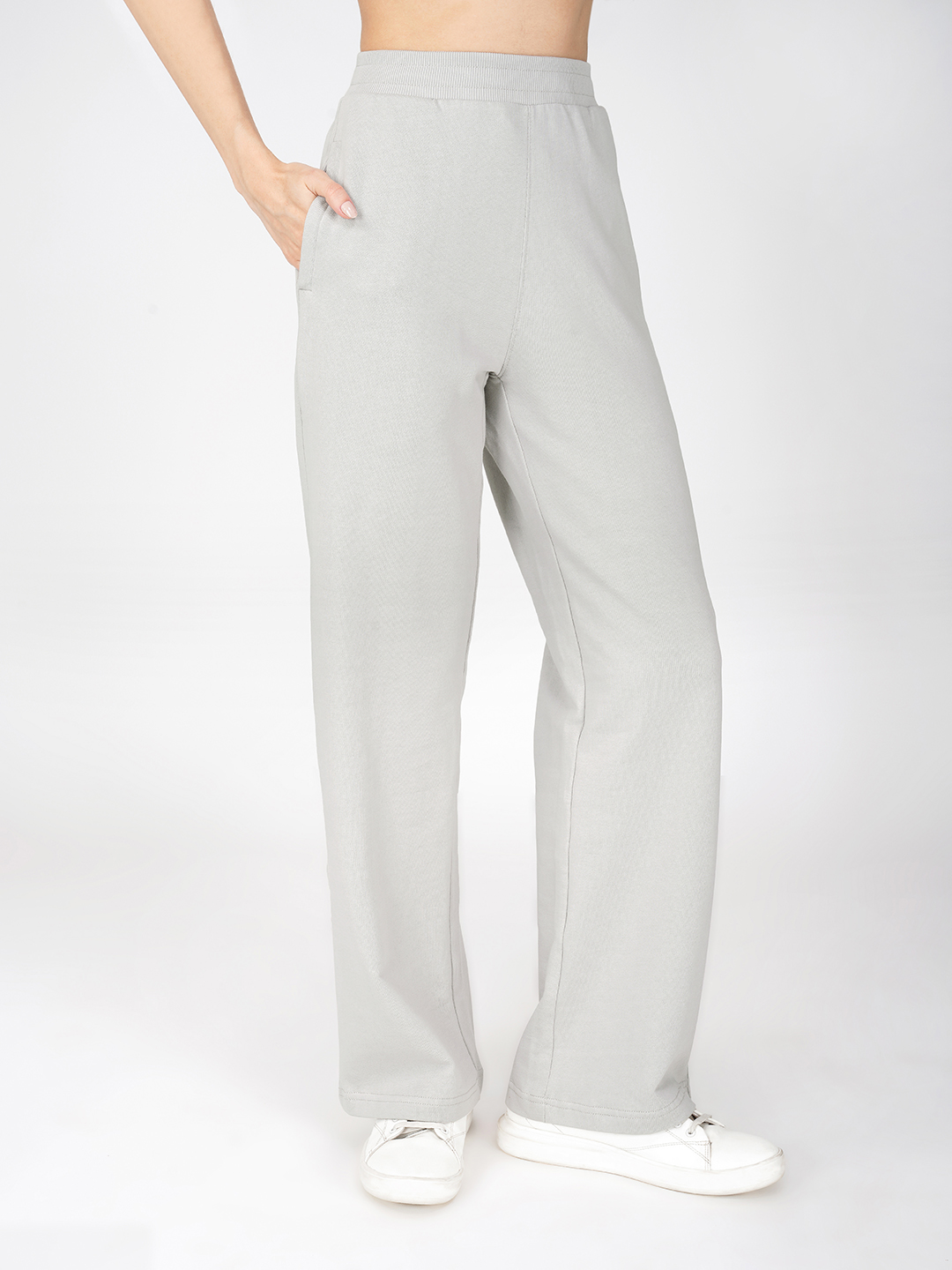 Oneway Women Solid Light Grey 1 Sweatshirt,1 Trackpants:: Co-Ord Set