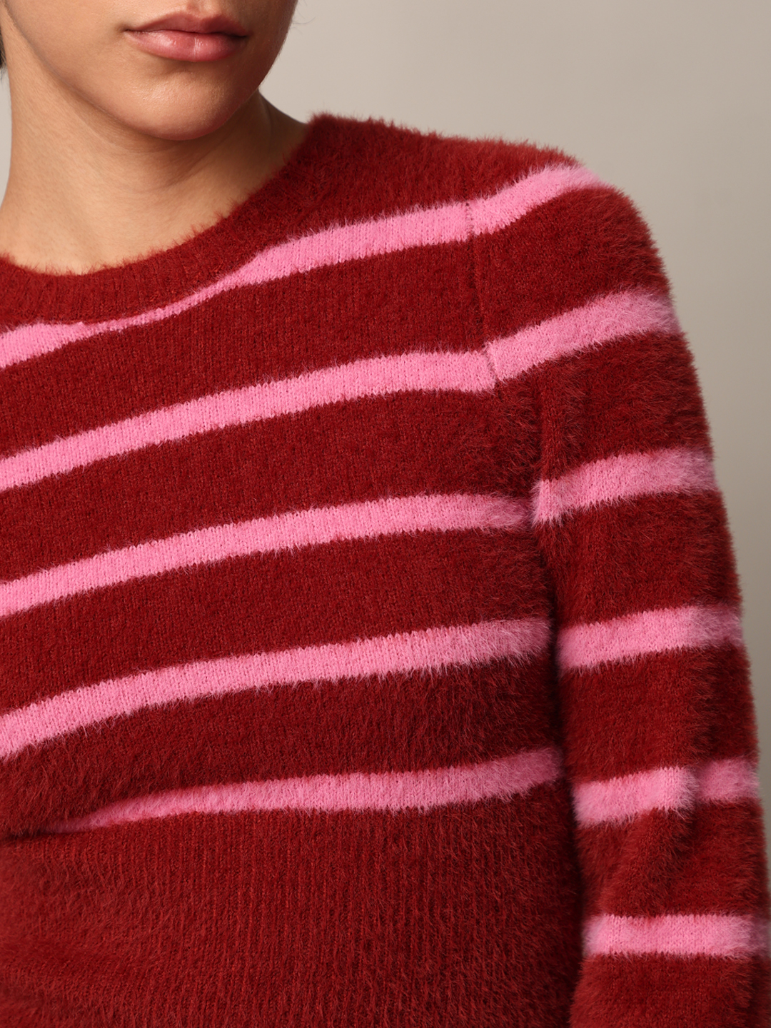 ONLY Women Striped Red Sweater