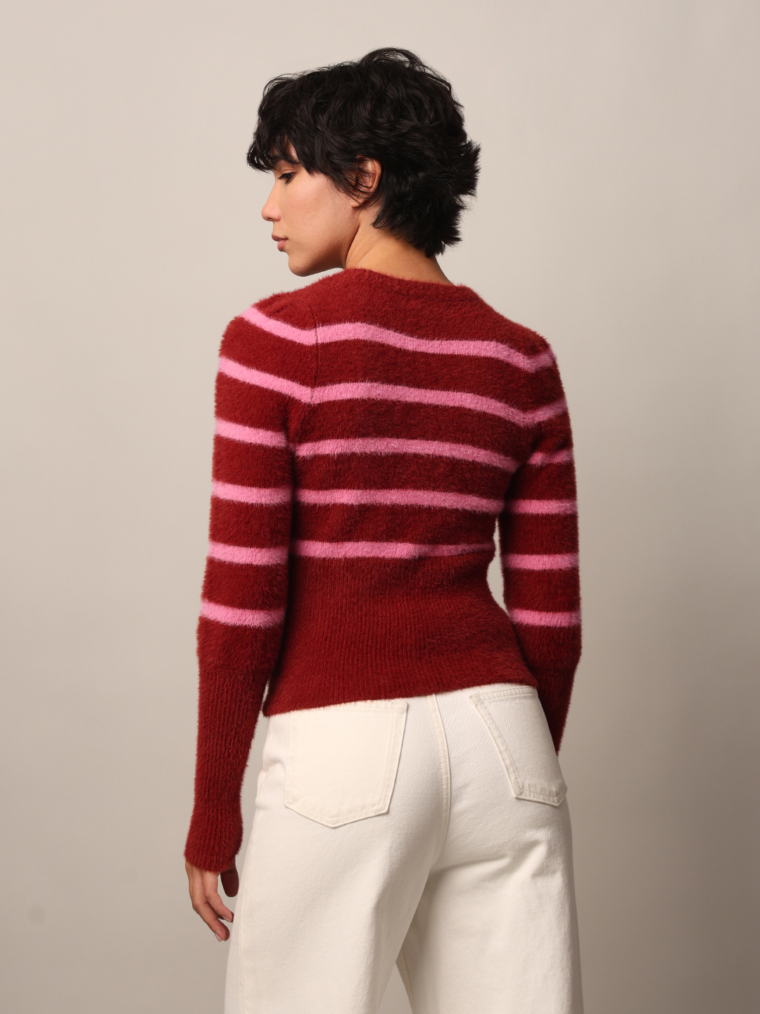 ONLY Women Striped Red Sweater