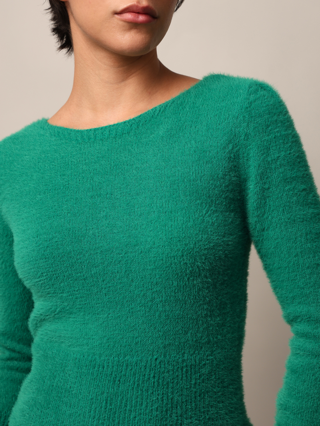 ONLY Women Solid Green Sweater
