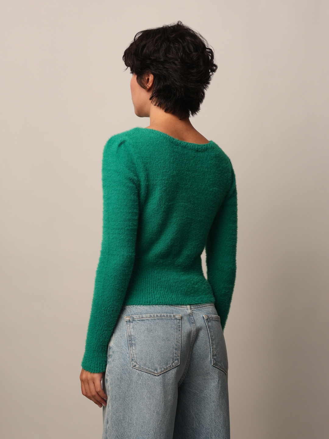 ONLY Women Solid Green Sweater