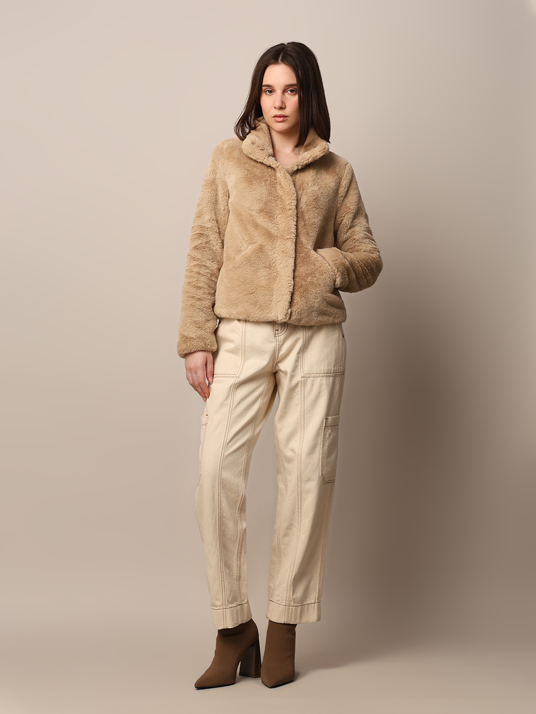 ONLY Women Solid Beige Jacket