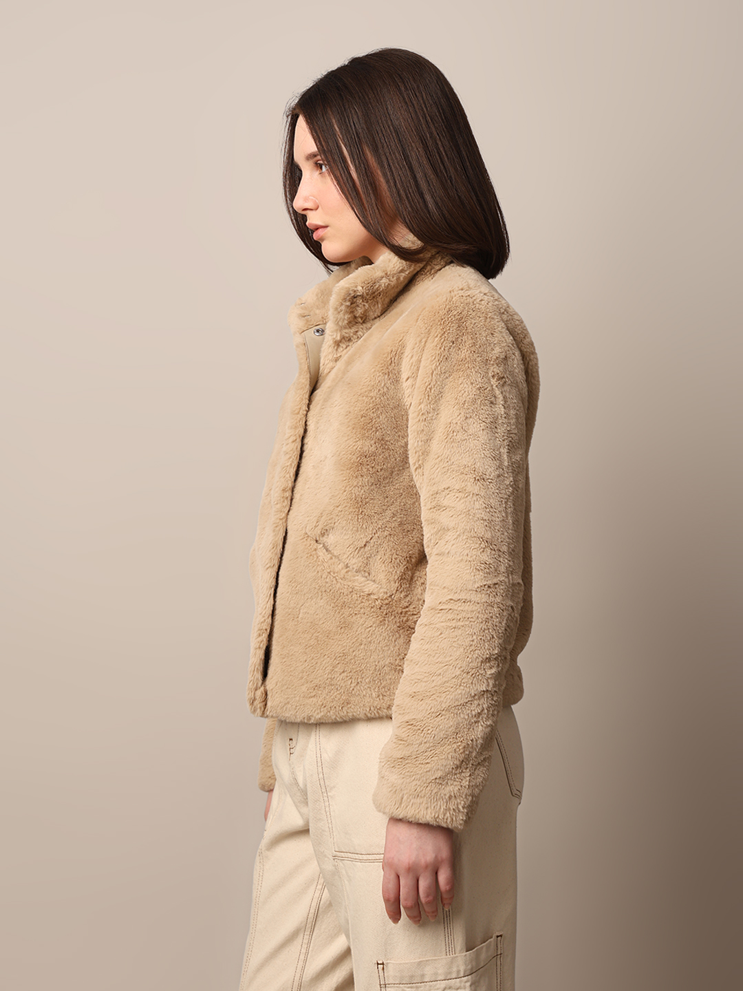 ONLY Women Solid Beige Jacket