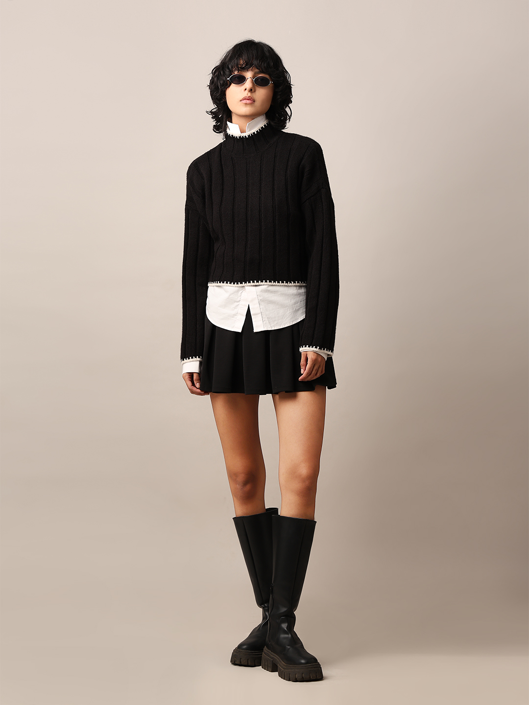ONLY Women Solid Black Sweater