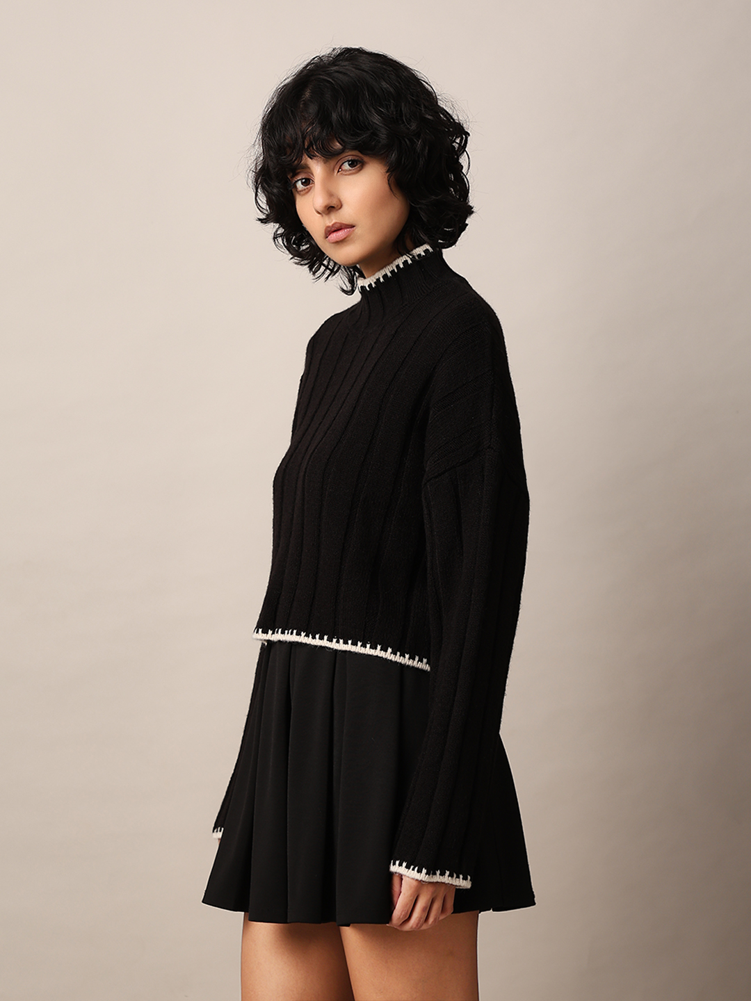ONLY Women Solid Black Sweater